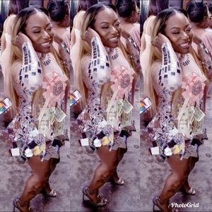 Angel Brinks party dress scratches on appliqués